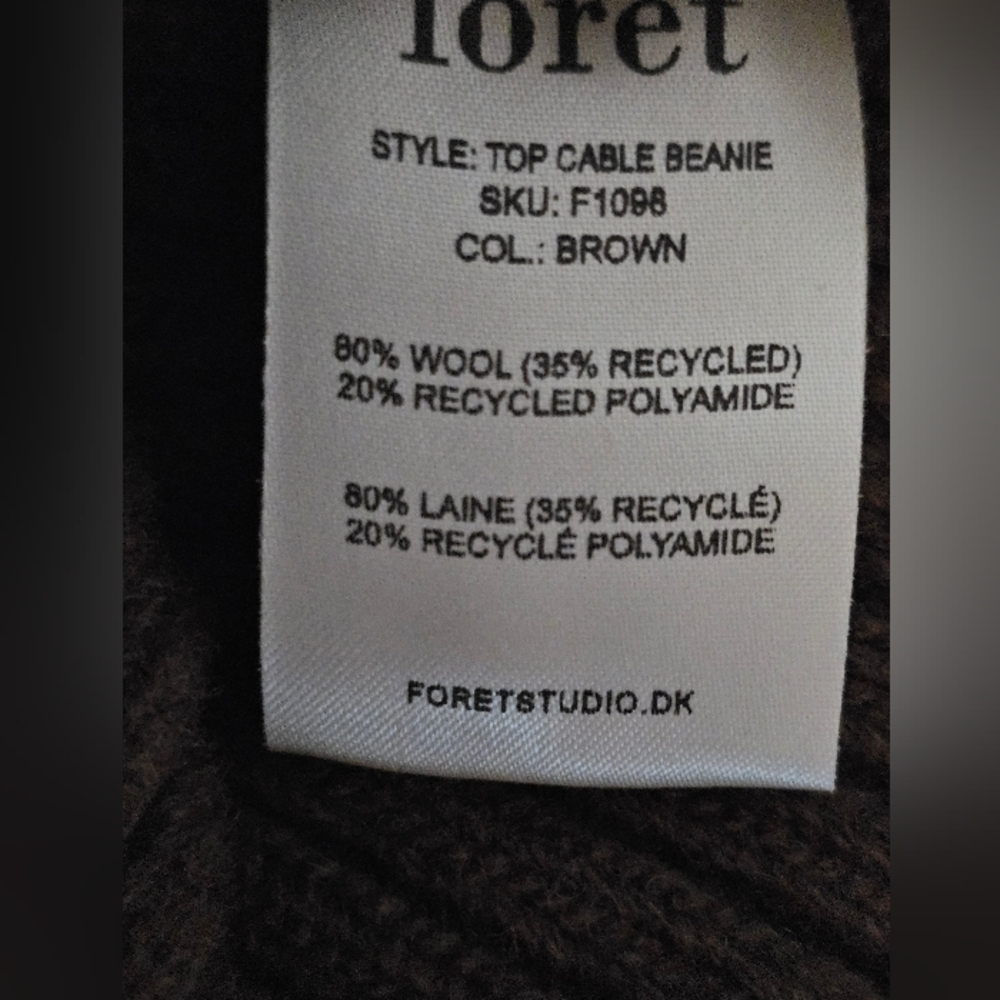 Forét Brown Cable Knit Beanie - Picture 2 of 6